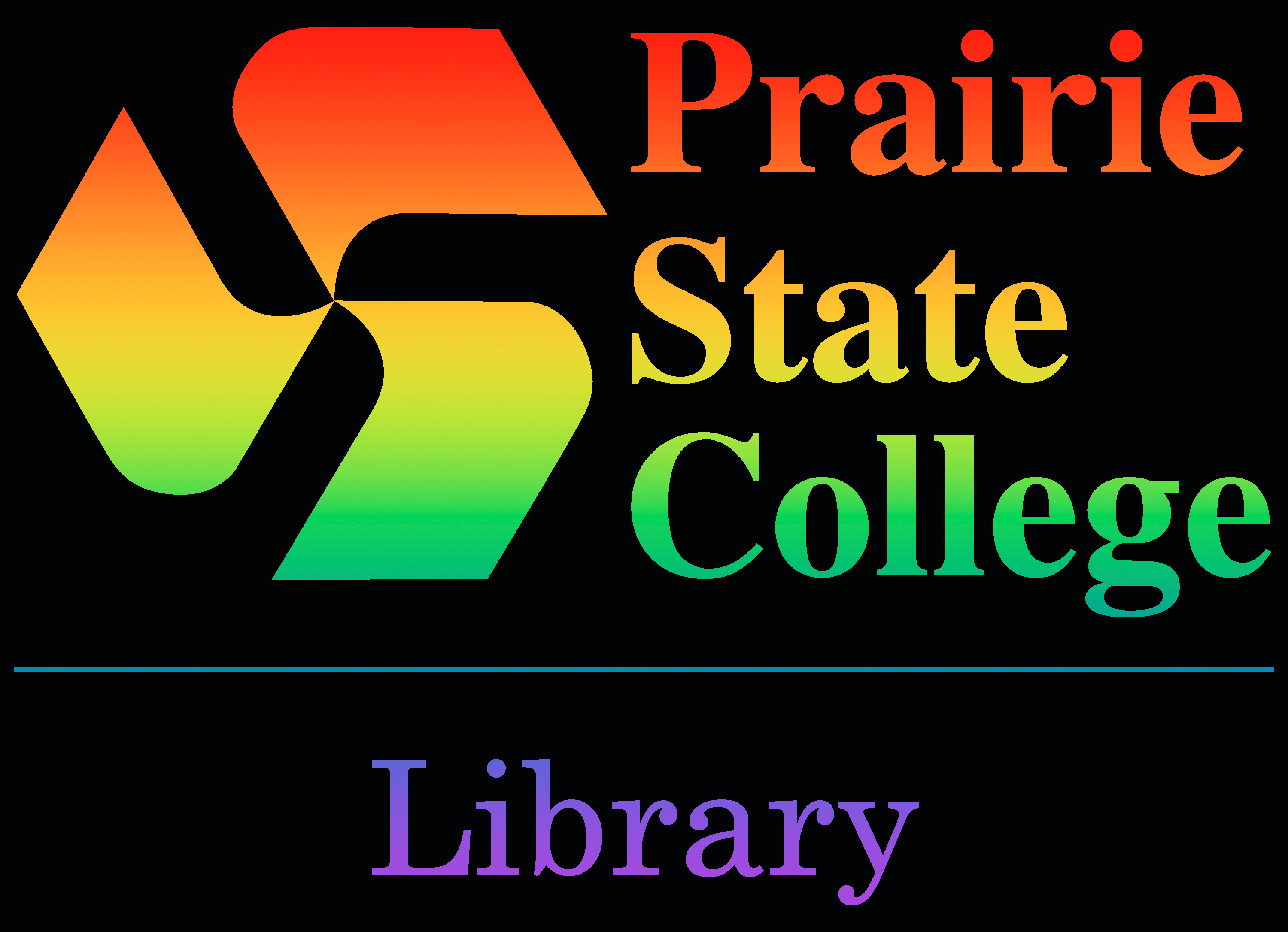 Prairie State College Library logo in pride colors